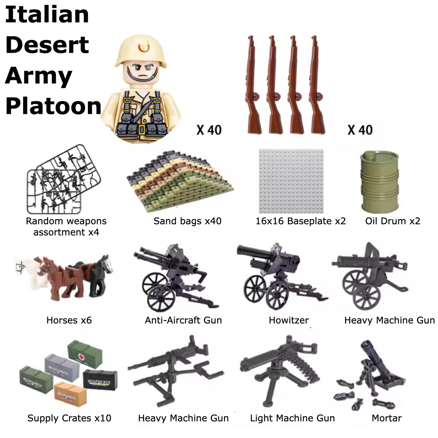 Italian Desert Army Platoon - 40 soldiers